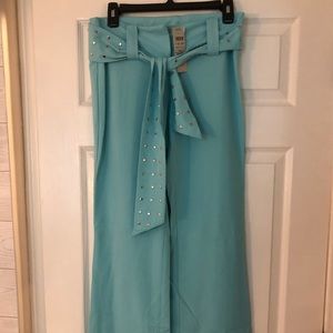 Teal Cache Dress Pants with Belt